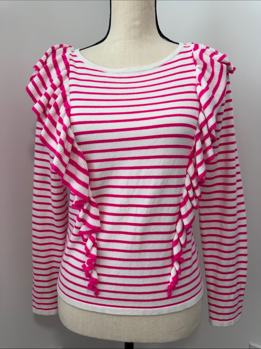 Lilly Pulitzer Ruth Ruffle Sweater in Pink Tango.  Sz Small - Picture 3 of 10